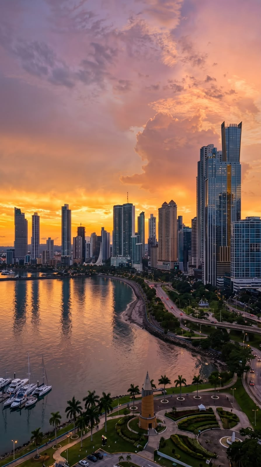 Vista de la bahía y los edificios de Ciudad de Panamá